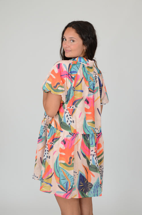 Palm Print Colorful Dress
