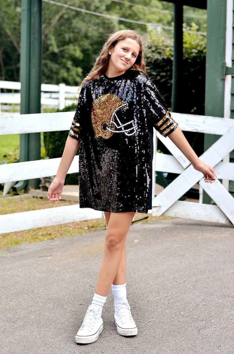 Black Sequins Football Dress