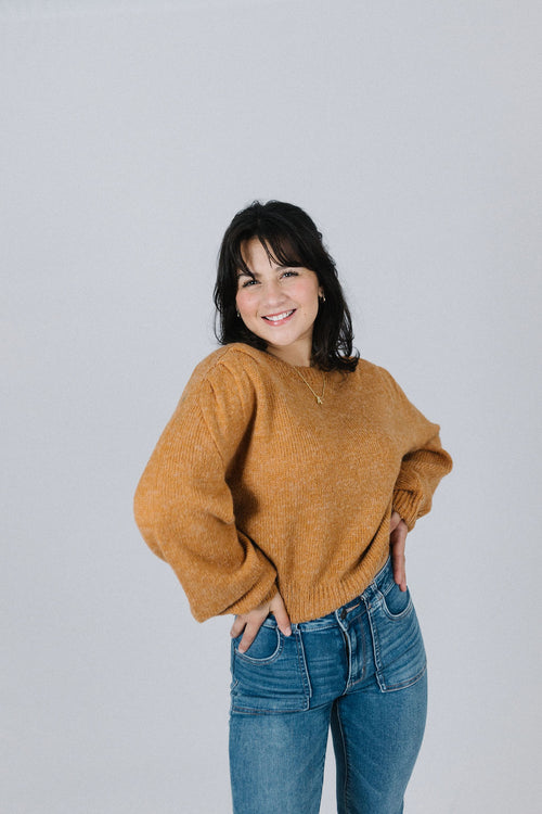 Soft Sweater with Shoulder Detail, Rust