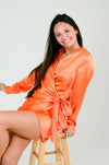 Collard Wrap Mini Dress in Orange