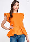 Orange Poplin Knit Top