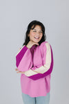 Color Block Sleeve Sweater, Pink