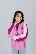 Color Block Sleeve Sweater, Pink