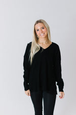 Waffle Knit Sweater, Black