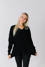 Waffle Knit Sweater, Black