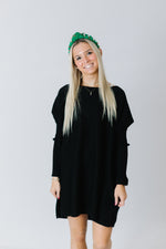 Long Ribbed Boat Neck Sweater, Black