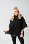 Black Cape with Brown Leather Trim