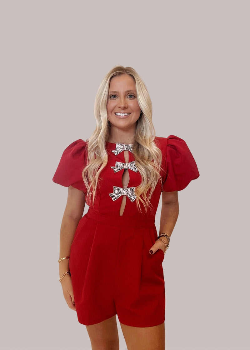 Red Romper with Bows