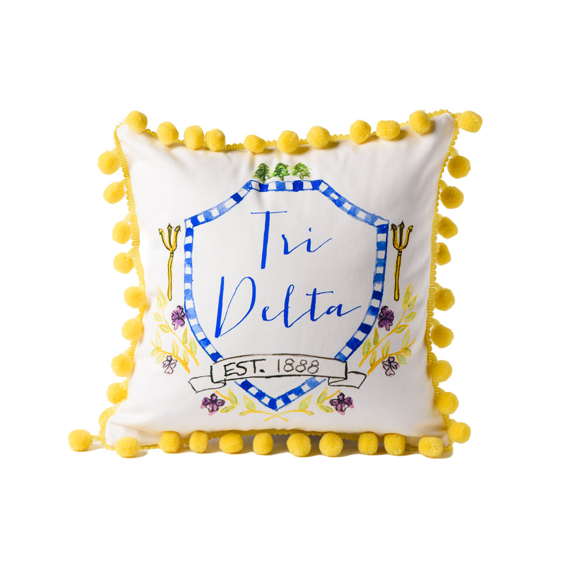 Greek Pom Pom Pillow