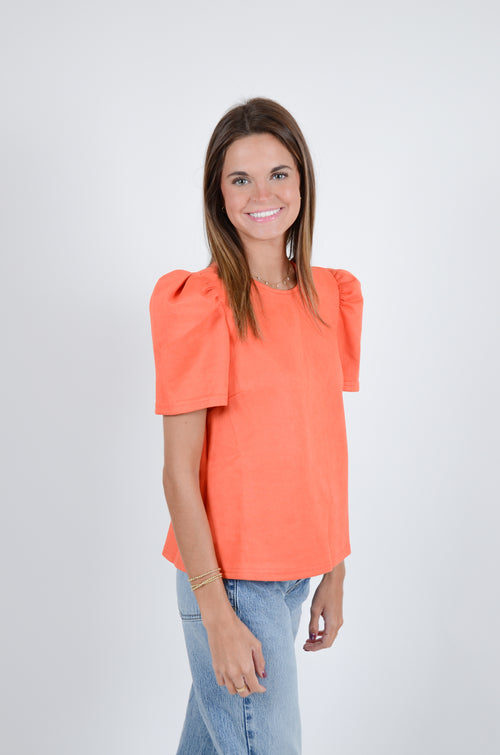 Orange THML Puff Sleeve Top