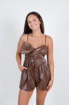 Something About a Bow Romper, Brown