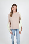 Color Block Sleeve Sweater, Cream