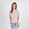 Color Block Sleeve Sweater, Cream