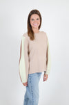 Color Block Sleeve Sweater, Cream