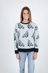 Eva Zebra Sweater, Gray