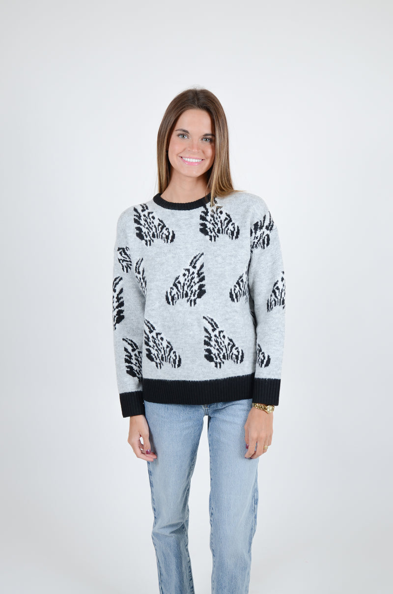 Eva Zebra Sweater, Gray