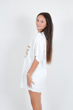 Gameday with Football Sequins Dress in White