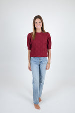 Basket Weave Sweater, Maroon