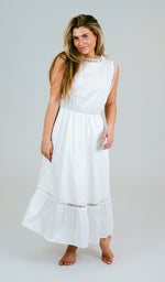 Trim Detailed Poplin Dress in White