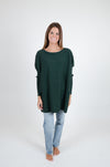 Long Ribbed Boat Neck Sweater, Deep Green