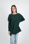 Long Ribbed Boat Neck Sweater, Deep Green