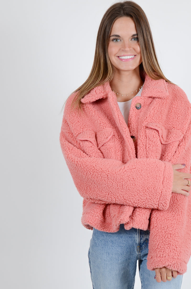 Pink Sherpa Shacket