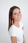 Beaded Triangle Drop Earrings, Orange