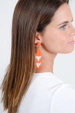 Beaded Triangle Drop Earrings, Orange