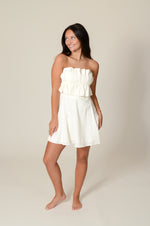 White Ruffle Dress with Ties in Back