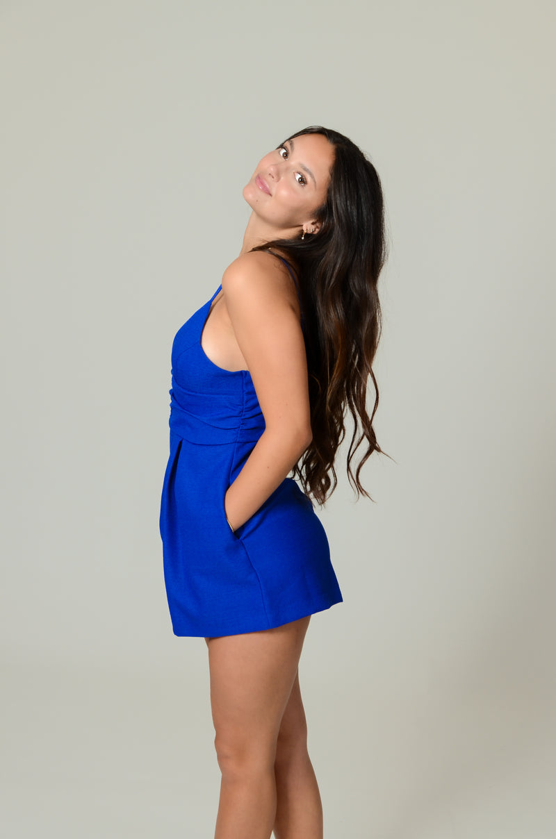 Blue Romper with Pockets