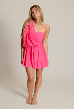 Elegant One Shoulder Dress, Pink