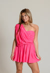 Elegant One Shoulder Dress, Pink