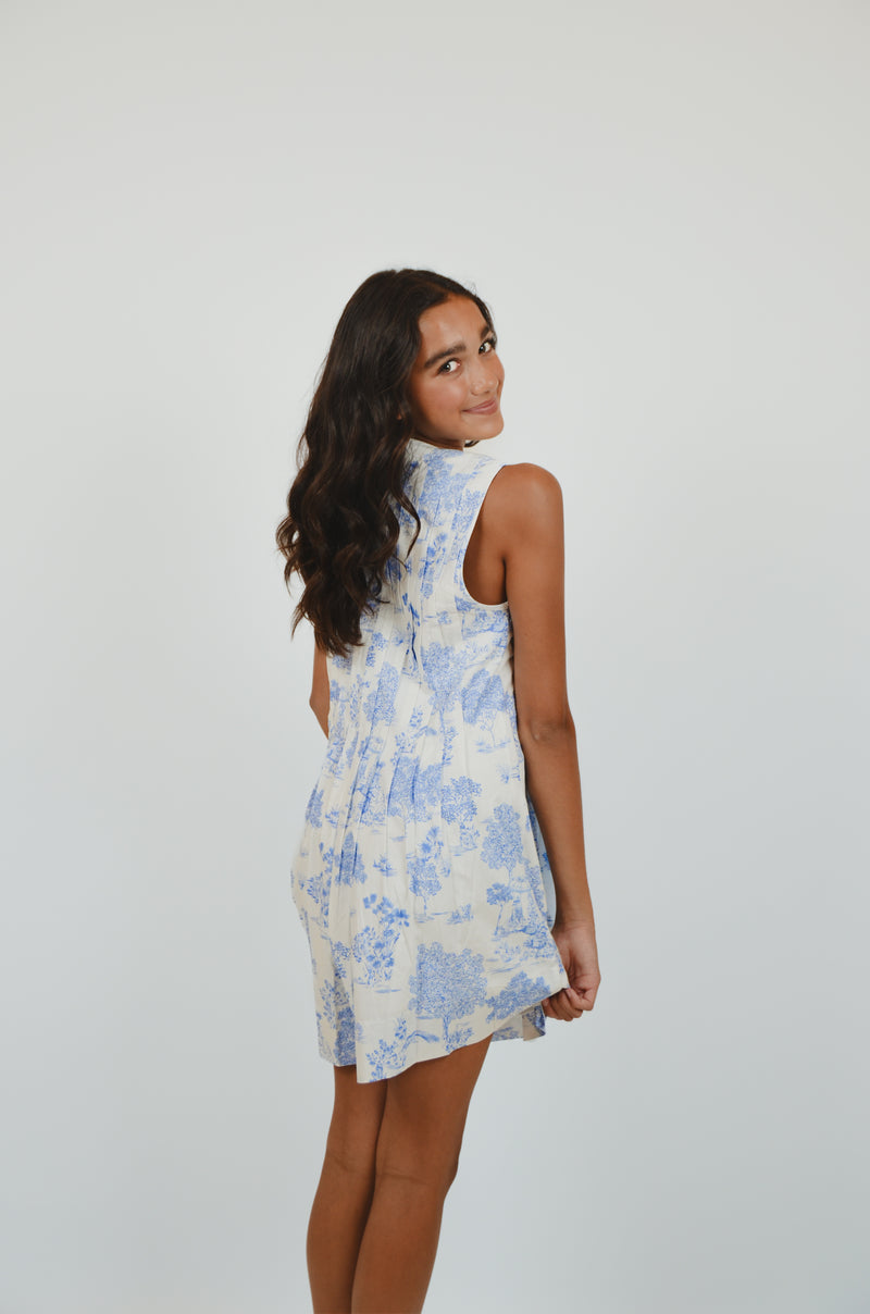 Blue and White Romper