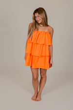 Three Tier Ruffle Dress, Orange