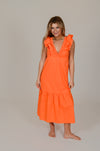 Orange Ruffle V-Neck Dress