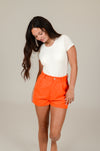 Orange Ribbed Shorts