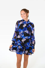 Blue and Black Mini Dress