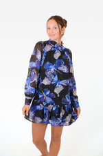Blue and Black Mini Dress