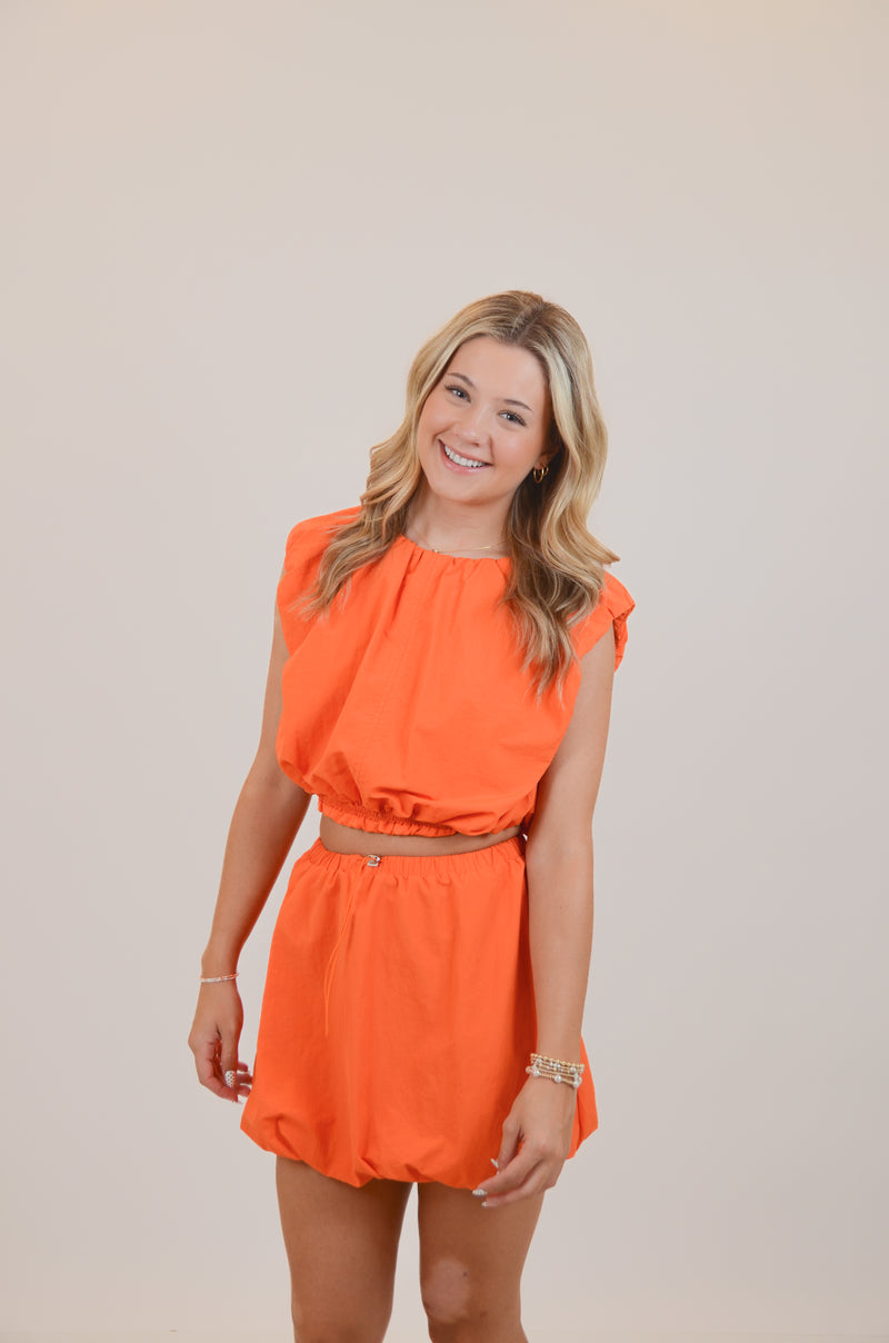 Orange Set with Bubble Skirt