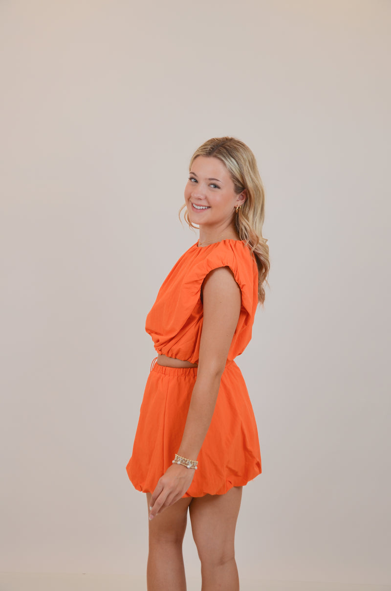 Orange Set with Bubble Skirt