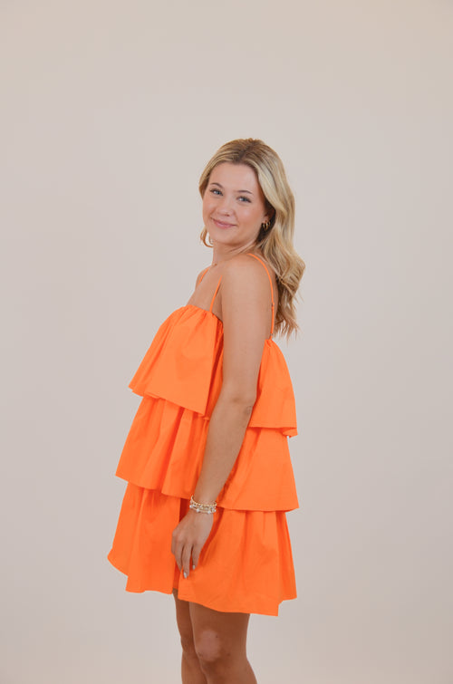 Three Tier Dress, Orange