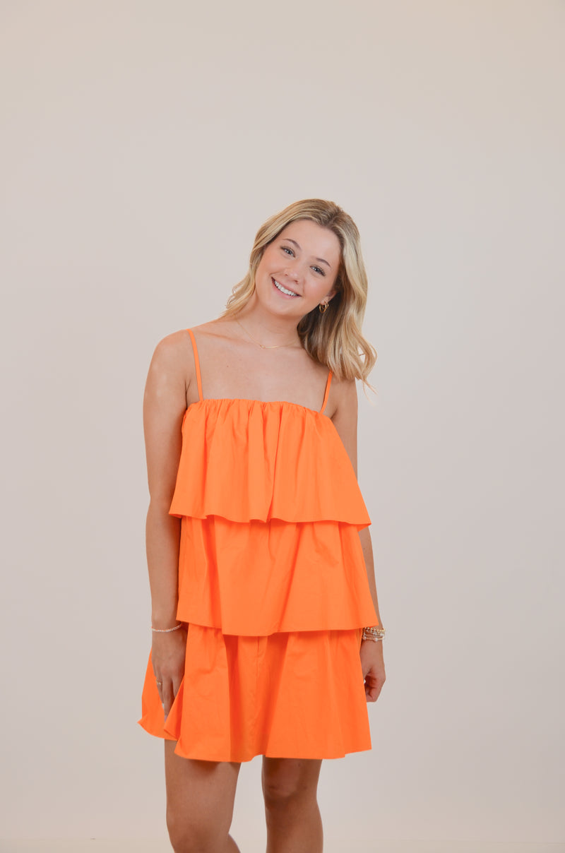 Three Tier Dress, Orange
