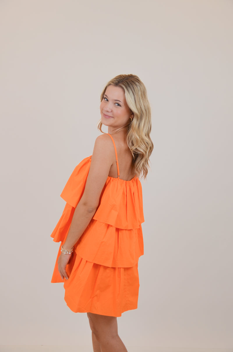 Three Tier Dress, Orange