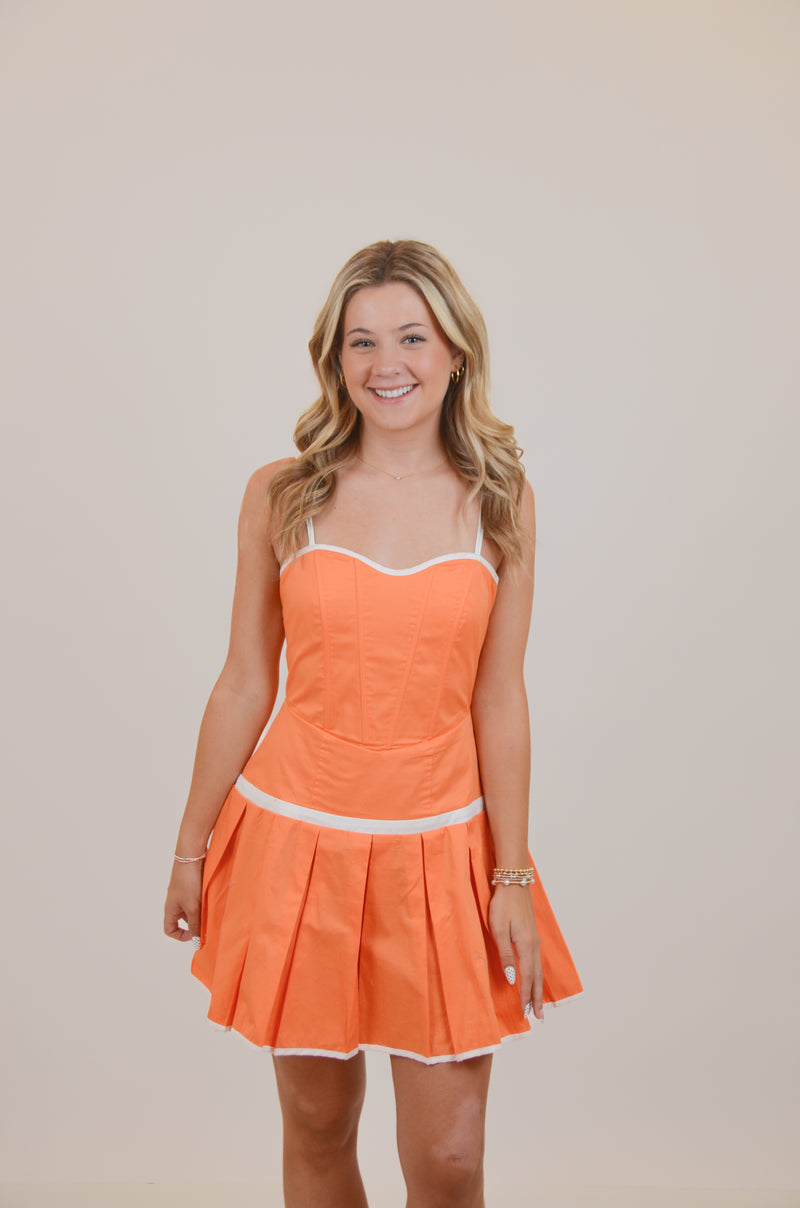 Contrast Binding Detail V-Neck Mini Dress
