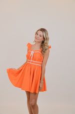 Frill Shoulder Strap Mini Dress with Contrast