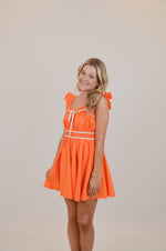 Frill Shoulder Strap Mini Dress with Contrast