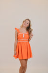 Frill Shoulder Strap Mini Dress with Contrast