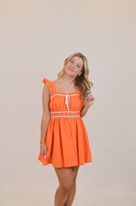 Frill Shoulder Strap Mini Dress with Contrast