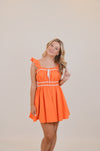 Frill Shoulder Strap Mini Dress with Contrast