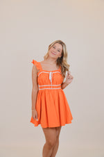 Frill Shoulder Strap Mini Dress with Contrast